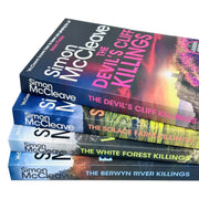 Set of four DI Ruth Hunter Series books by Simon McCleave, including The Devil's Cliffs Killings, featuring crime novel covers.