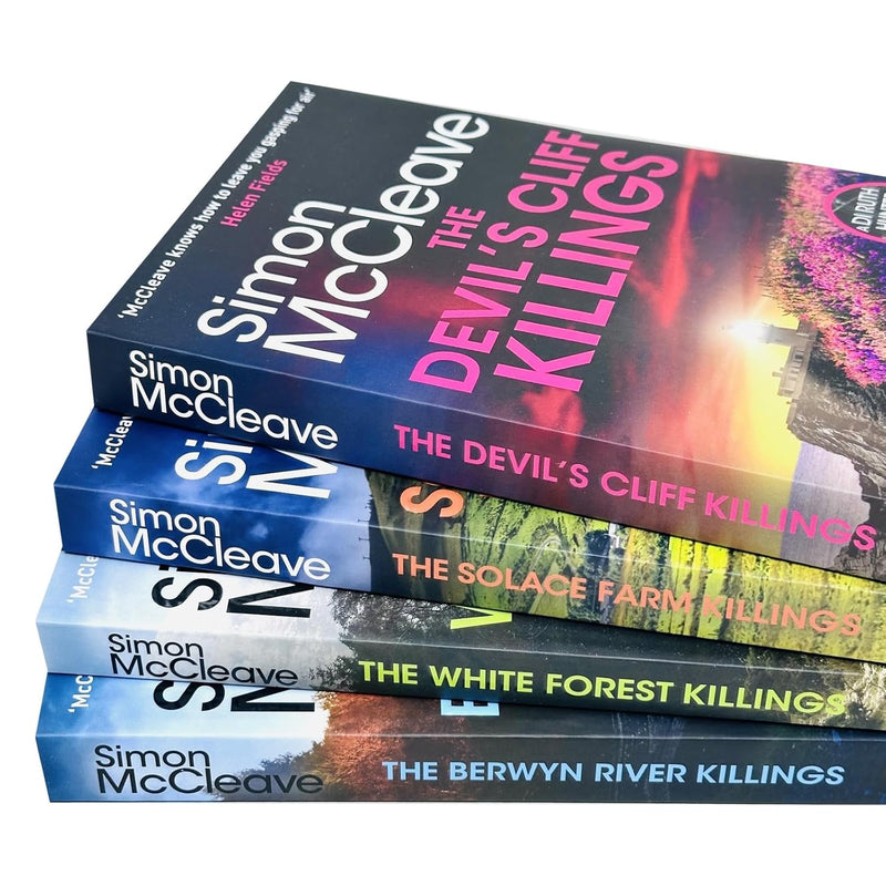 Set of four DI Ruth Hunter Series books by Simon McCleave, including The Devil's Cliffs Killings, featuring crime novel covers.