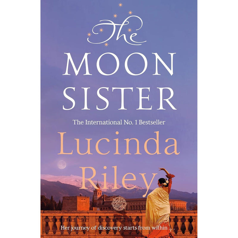 Set of three Pan books from Lucinda Riley's Seven-Sisters Series, including The Pearl Sister, The Moon Sister, and The Sun Sister.