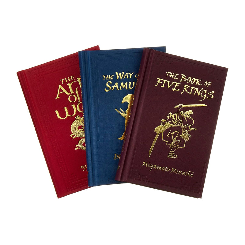Arcturus ornate box set featuring Sun Tzu's The Art of War, Nitobe's The Way of the Samurai, and Musashi's The Book of Five Rings.