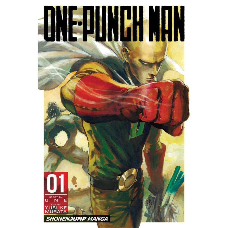 Paperback of One-Punch Man Volume 1 from the series by ONE and Yusuke Murata, featuring cover art of Saitama in a dynamic pose.