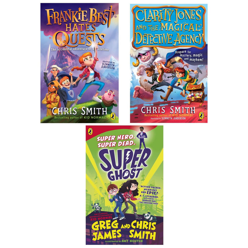 Chris Smith And Greg James 3 Books Collection Set (Frankie Best Hates Quests, Clarity Jones and the Magical Detective Agency, Super Ghost) - The Book Bundle