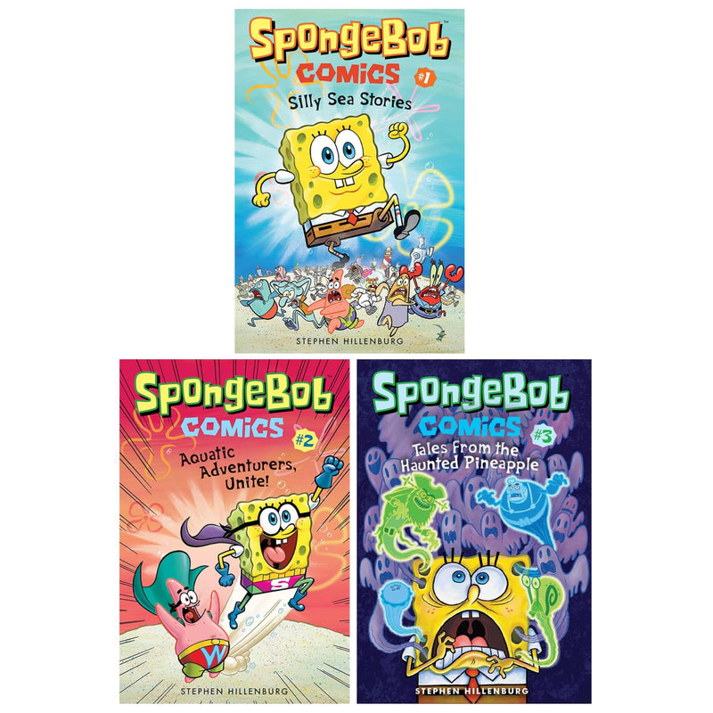SpongeBob Comics by Stephen Hillenburg 3 Books Collection Set (Silly Sea Stories, Aquatic Adventurers, Unite! and Tales from the Haunted Pineapple) - The Book Bundle