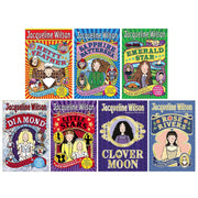 Set of seven Jacqueline Wilson fiction paperback books by Penguin Ltd, featuring colorful covers and diverse characters.