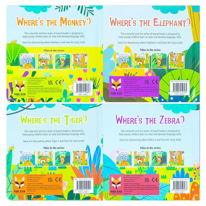 Where's the Monkey? and friends 4 books box set (Where's the monkey, Elephant, Tiger, Zebra) - The Book Bundle