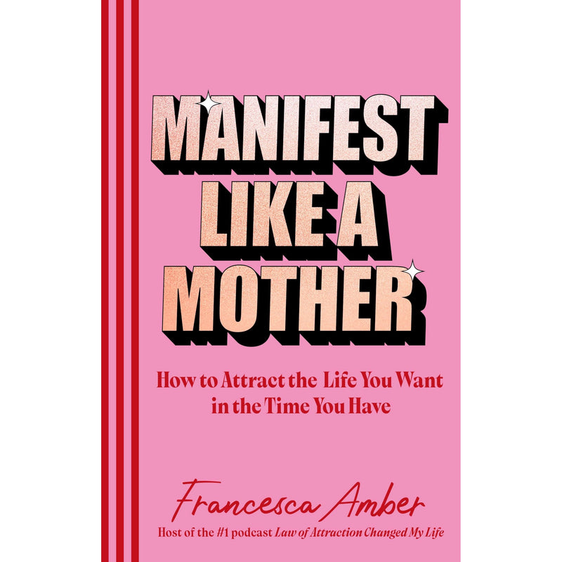 Paperback copy of "Manifest Like a Mother" by Rider, featuring a colorful cover with inspiring design about attracting your desired life.