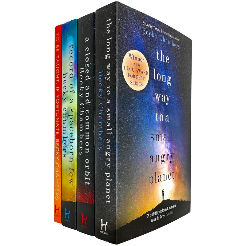 Wayfarers Series 4 Books Collection Set by Becky Chambers in paperback, featuring colorful cover art and Hodder & Stoughton branding.