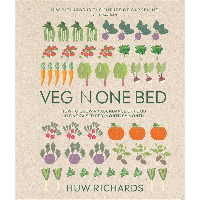 Huw Richards Grow Your Own Food 3-book collection set for home gardeners, hardcover non-fiction by DK featuring gardening guides.