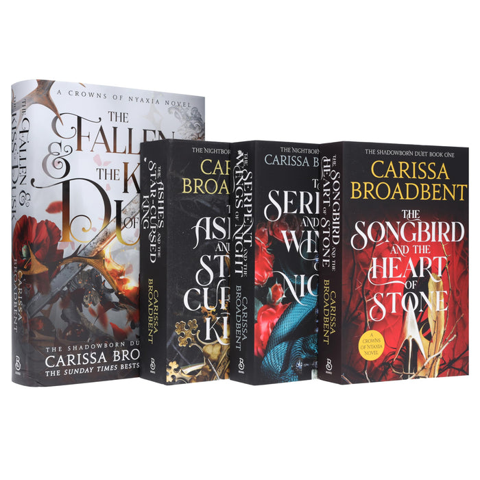 Crowns of Nyaxia Series By Carissa Broadbent 4 Books Set (The Fallen and the Kiss of Dusk [Hardback], Serpent and the Wings of Night, Ashes and the Star Cursed King and Songbird and the Heart of Stone) - The Book Bundle