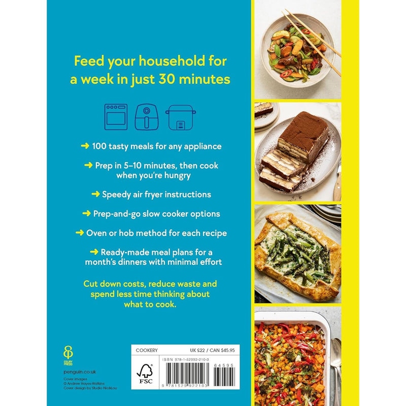 Suzanne Mulholland's The Batch Lady Rapid Dinners cookbook by Ebury Press, featuring a cover with meal preparation images.