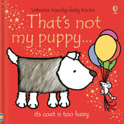 Children's book cover titled "That's not my puppy...: its coat is too hairy" by Fiona Watt, featuring a cute puppy illustration.