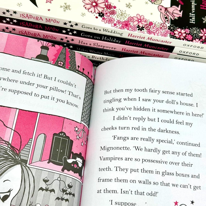 Isadora Moon by Harriet Muncaster 7 Books Collection Set (Isadora Moon Goes on Holiday, Has a Birthday, Has a Sleepover, Makes Winter Magic, Goes to School, Goes to a Wedding and Meets the Tooth Fairy)