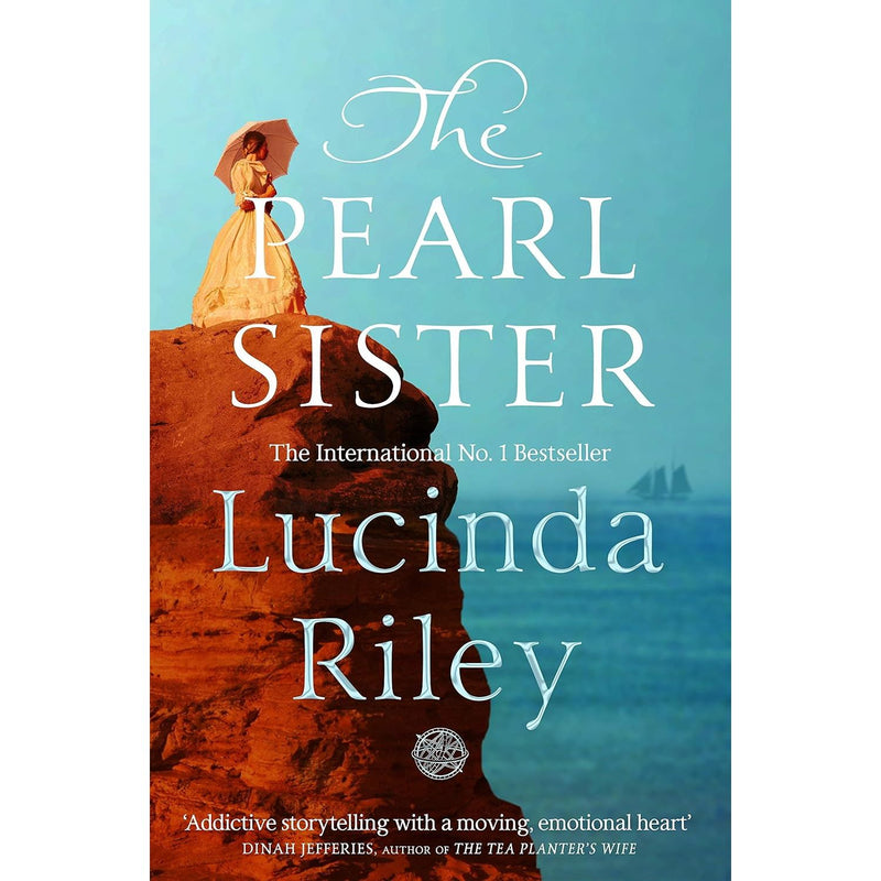 Set of three Pan books from Lucinda Riley's Seven-Sisters Series, featuring The Pearl Sister, The Moon Sister, and The Sun Sister.