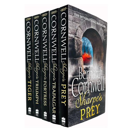 Bernard Cornwell The Sharpe Series 1 To 5 Books Collection Set (Tiger, Triumph, Fortress, Trafalgar, Prey) - The Book Bundle