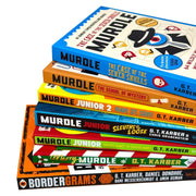 Murdle Puzzle Series 7 Books collection set by G. T. Karber, paperback fiction novels, displayed together on a shelf.