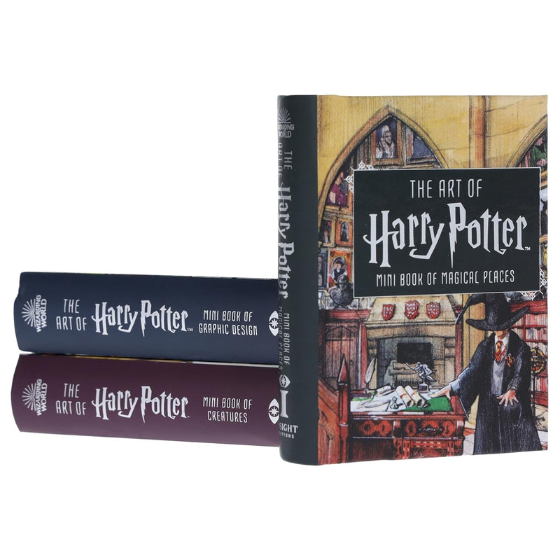 Harry Potter The Art of Harry Potter Series 3 Mini Books Collection Set by Insight Editions, featuring magical places, creatures, and graphic design.