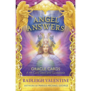 Multicolor Angel Answers Oracle Card Deck by Radleigh Valentine featuring 44 cards for guidance and insight.