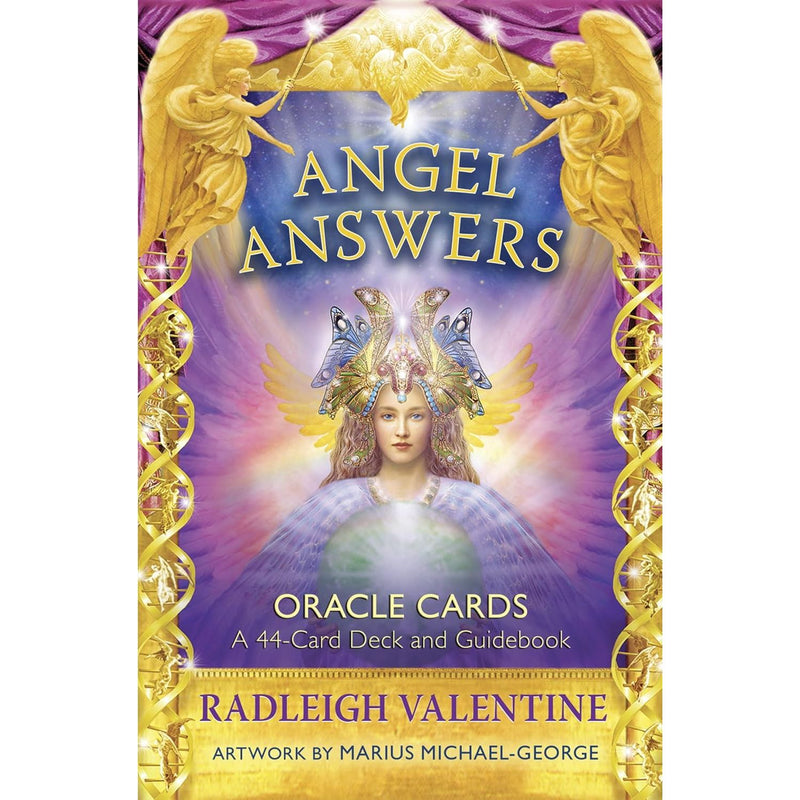 Multicolor Angel Answers Oracle Card Deck by Radleigh Valentine featuring 44 cards for guidance and insight.