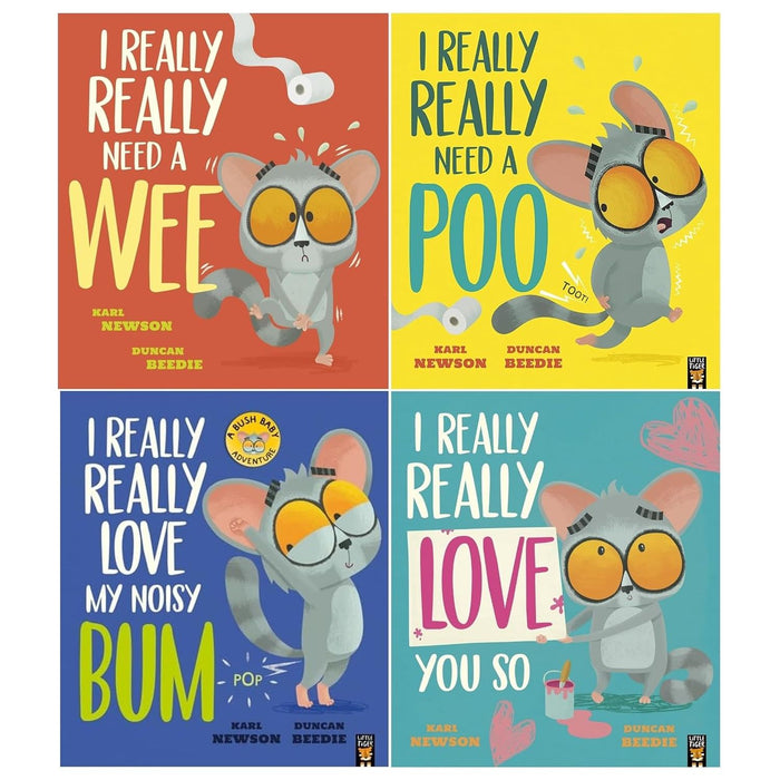Bush Baby Adventures 4 Books Set by Karl Newson, Duncan Beedie Need a Poo, Love my Noisy Bum - The Book Bundle
