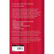Book cover of "Eat to Beat Arthritis" by Marguerite Patten, featuring colorful illustrations and title text on a white background.