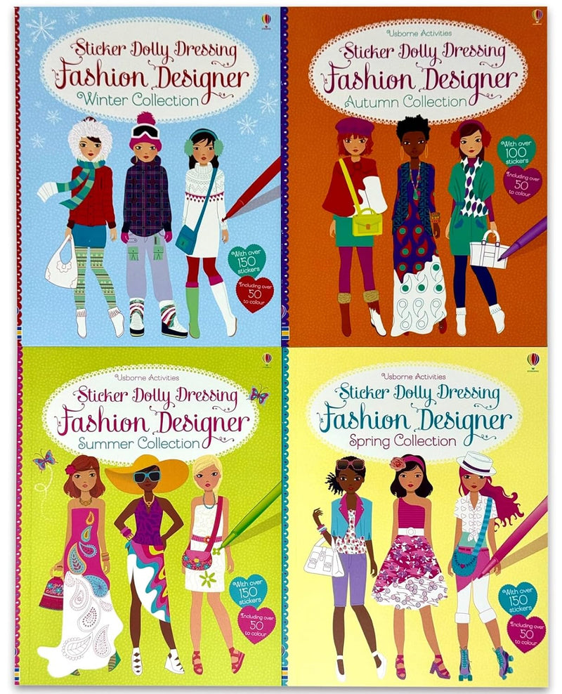 Usborne Sticker Dolly Dressing Fashion 4 Book Activity Pack By Usborne - Ages 5-7 - Paperback