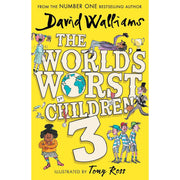 Set of The World's Worst Children 3 books by David Walliams, featuring colorful paperback covers from HarperCollinsChildren'sBooks.