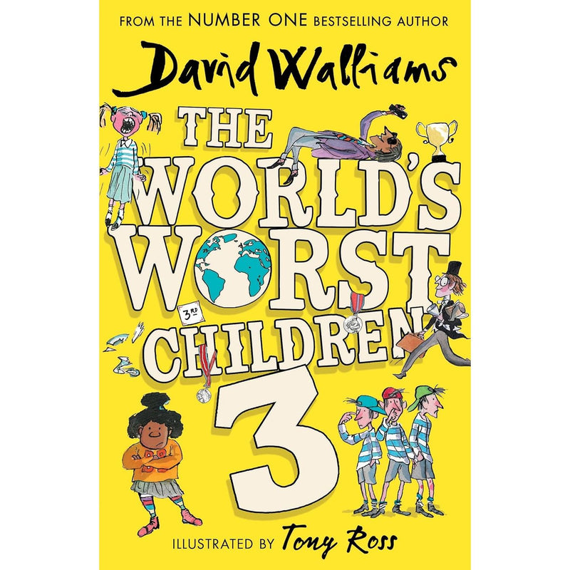 Set of The World's Worst Children 3 books by David Walliams, featuring colorful paperback covers from HarperCollinsChildren'sBooks.