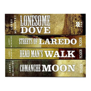 Lonesome Dove series by Larry McMurtry, 4 paperback books in Pan Macmillan collection, featuring western fiction titles.