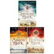 Corvus Ltd The Jackdaw Mysteries Series 3 books set by S. W. Perry, featuring The Saracen's Mark, The Angel's Mark, and The Heretic's Mark.