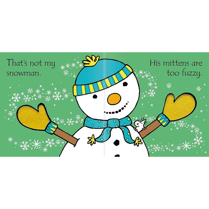 Cover image of "That's Not My Snowman" children's Christmas and winter book by Fiona Watt, featuring a snowman illustration.