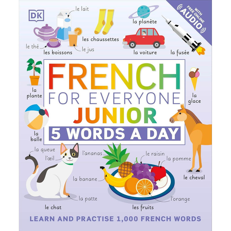 DK 5 Words a Day series 5-book collection set for children, including French and Italian language learning books by DK.