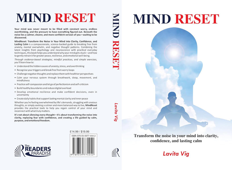 Mind Reset Transform the noise in your mind into clarity, confidence and lasting calm By Lavita Vig - Essential Self Help And Psychology Guide - Paperback