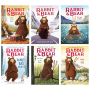 Collection of Julian Gough's Rabbit and Bear Series 1-6 children's books, featuring colorful illustrated covers with rabbit and bear characters.