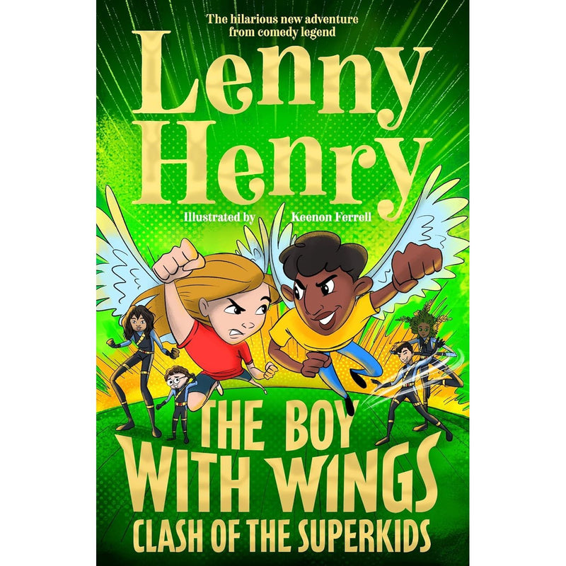 Set of The Boy With Wings Series 3 books by Lenny Henry, featuring colorful covers from Macmillan Children's Books.