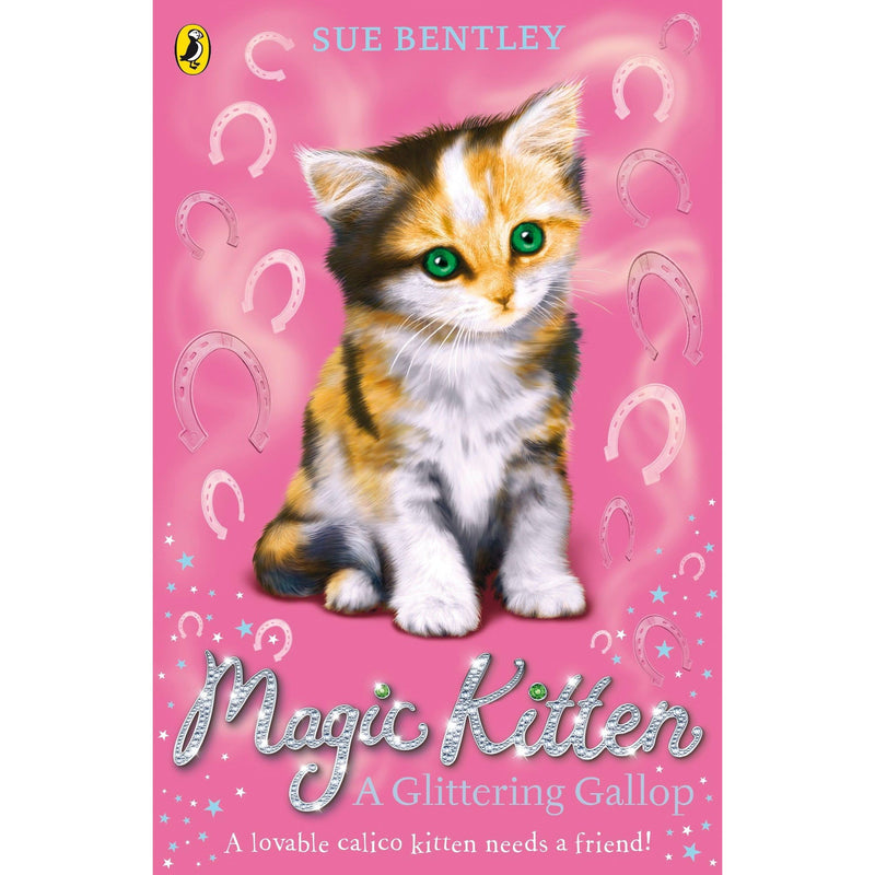 Paperback Magic Kitten: A Glittering Gallop 8 book from the Magic Kitten series by Puffin, featuring a colorful cover illustration.