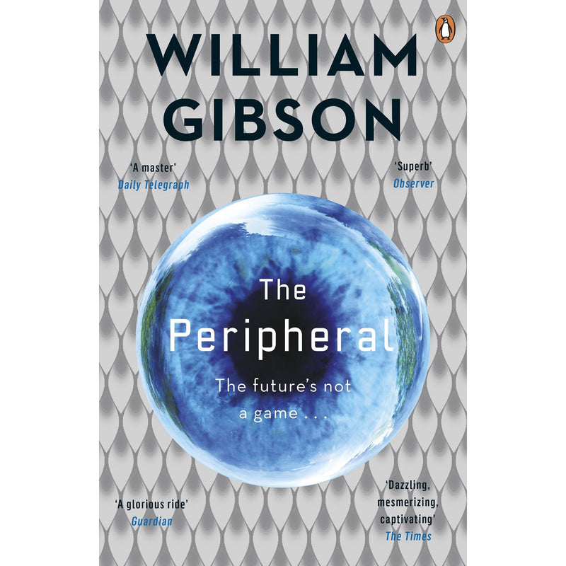 Cover image of "The Peripheral" novel by Penguin, featuring futuristic artwork related to the TV series adaptation.