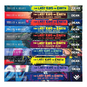 Set of 10 The Last Kids on Earth books by Max Brallier, featuring colorful covers including Cosmic Beyond, Midnight Blade, and Skeleton Road.