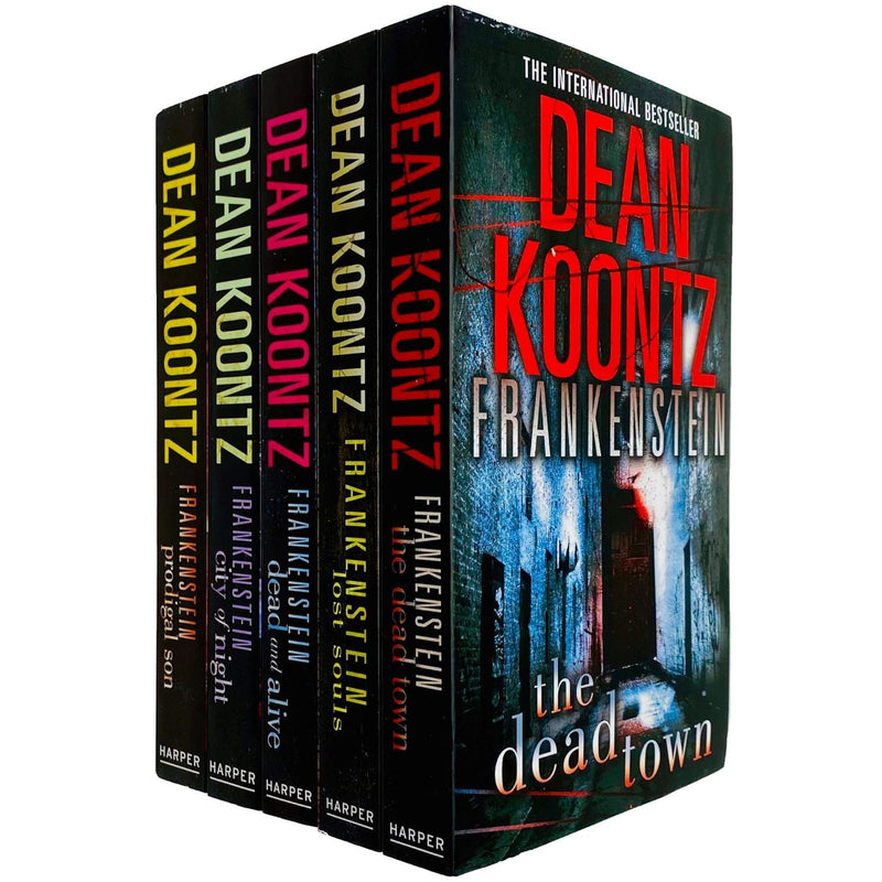 Dean Koontz Frankenstein series 5-book collection set featuring novels The Dead Town, Lost Souls, Dead and Alive, City of Night, Prodigal Son.