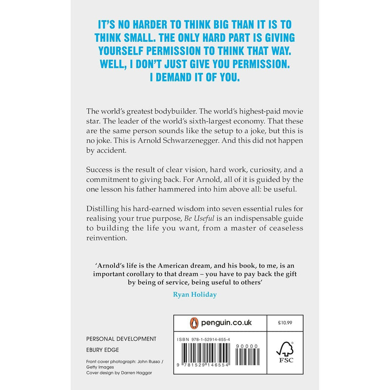 Paperback of Be Useful by Arnold Schwarzenegger, showing the book cover with title and author's name on a plain background.