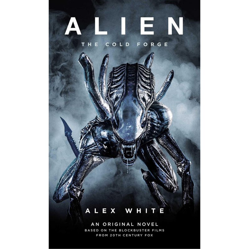 Paperback of "Alien: The Cold Forge" fiction book by Alex White, featuring cover art with alien and sci-fi themes.