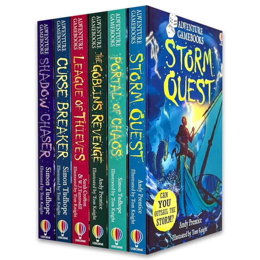 Set of six Usborne adventure gamebooks in paperback, fiction series featuring stories by Tudhope, Prentice, Tattersdill, Crofton, and Knight.
