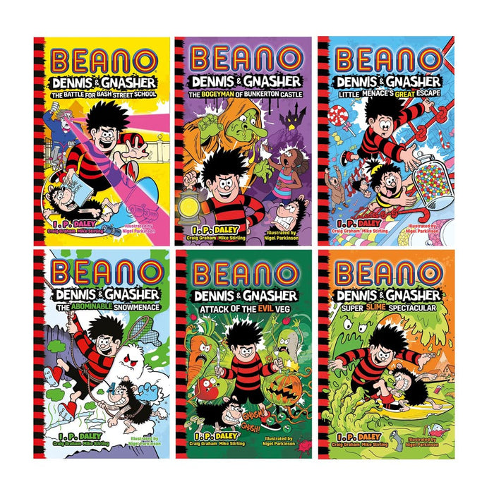 Beano Dennis & Gnasher Series Books 1 - 6 Collection Set (Super Slime Spectacular, Abominable Snowmenace, Little Menace's Great Escape, Bogeyman of Bunkerton Castle & MORE!) - The Book Bundle