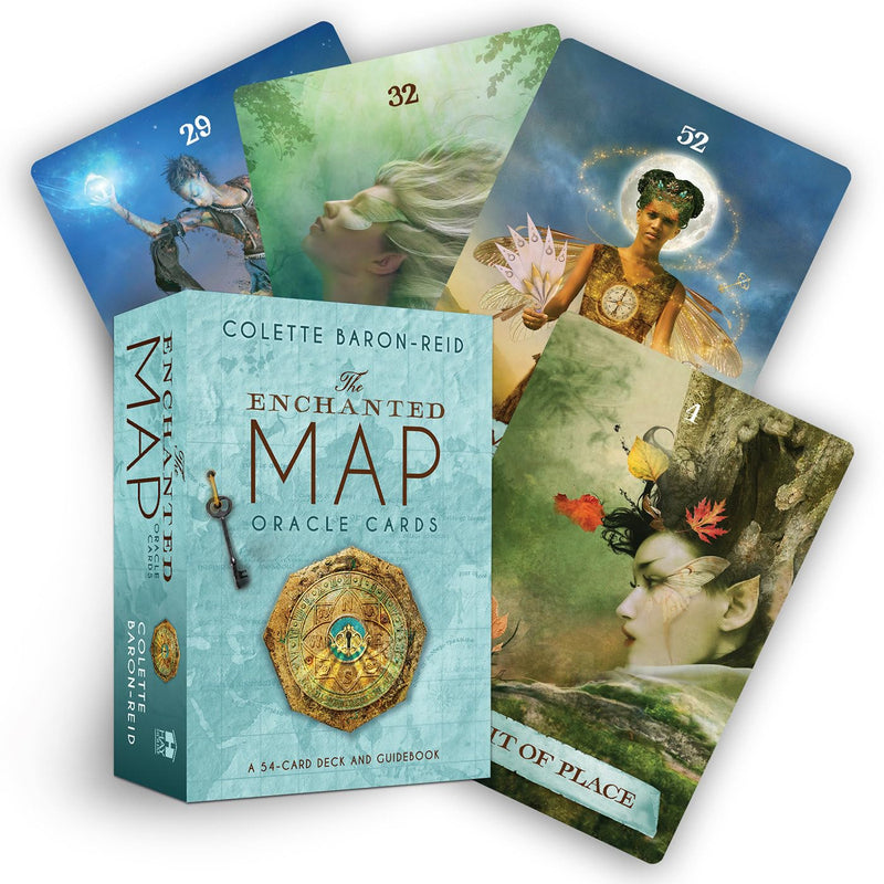 Colette Baron-Reid's Enchanted Map Oracle Cards deck featuring 54 colorful oracle cards for love and personal insight.
