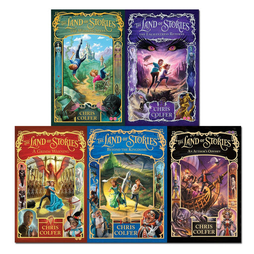 Land of stories 5 books collection set - wishing spell, enchantress returns, grimm warning, beyond the kingdoms, an author's odyssey - The Book Bundle