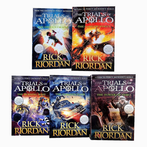 Trials of Apollo Collection 5 Books Set Rick Riordan (The Hidden Oracle, The Dark Prophecy, The Burning Maze, The Tyrant’s Tomb & The Tower of Nero) - The Book Bundle