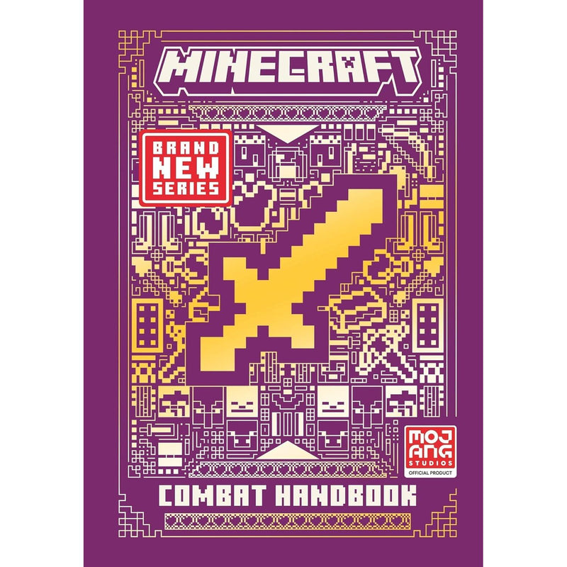 Set of four official Minecraft Combat Handbooks by Mojang AB, hardcover books featuring game tips and strategies.