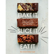 Image of a cookbook titled "Bake It. Slice It. Eat It." by The Exploding Bakery, featuring colorful baked goods on the cover.