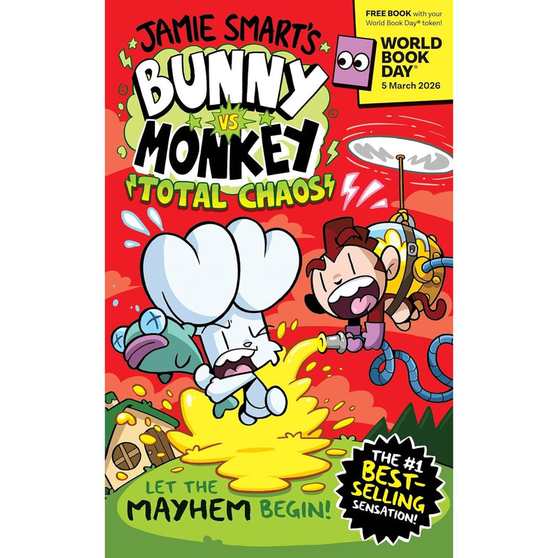 Illustration from Bunny vs Monkey: Total Chaos! by Jamie Smart, featuring colorful cartoon characters in a playful scene.