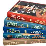 Railway Detective Series 5 books collection by Edward Marston, fiction paperback set featuring vintage railway-themed covers.