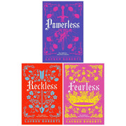 Three paperback books from Lauren Roberts' Powerless Trilogy collection, featuring colorful covers and fiction titles.